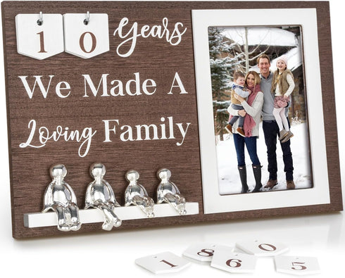 10 Year Tin Anniversary Personalized Anniversary for Couples Aluminum Family Tree Decor Picture Frame Keepsake